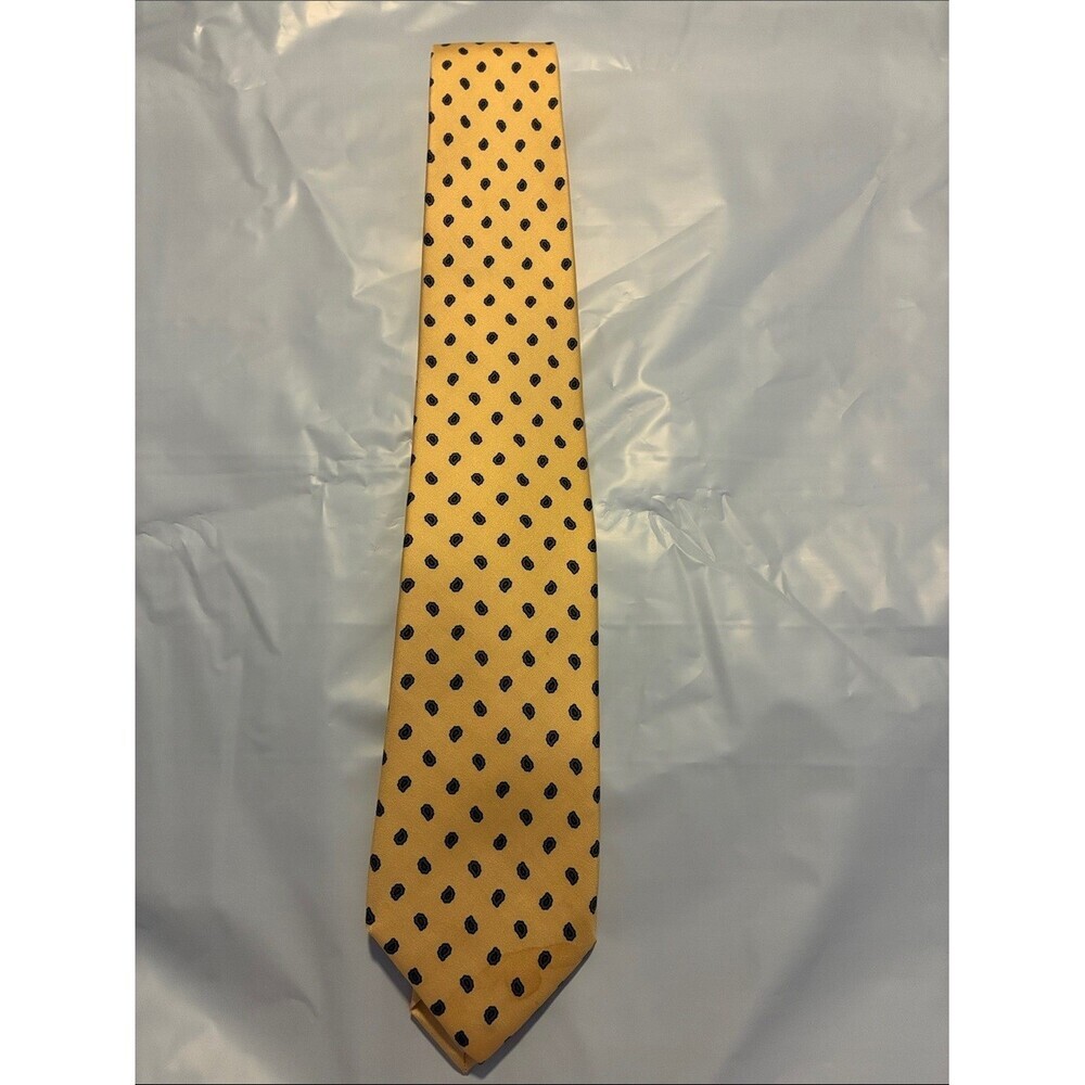 CROMWELL Yellow Tie with Navy Dot Pattern